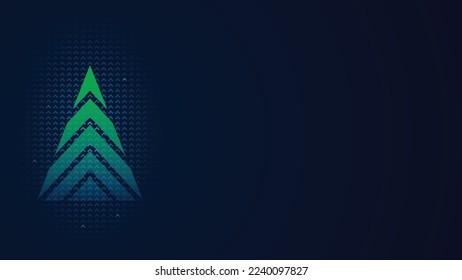 Kopienraum mit grünem Pfeil auf blauem Hintergrund, Grafik-Design, Geschäftswachstum und sozialer Wettbewerb, abstrakter Hintergrund