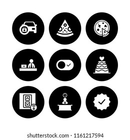 copy space icon. 9 copy space set with cake, medical kit, guarantee and switch vector icons for web and mobile app