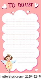 Copy space for memo, weekly or daily planner, note paper, to do list, sticker template decorated with baby cupid angel. Cute and funny. Inspirational quote. Love and hearts. Valentines Day greeting