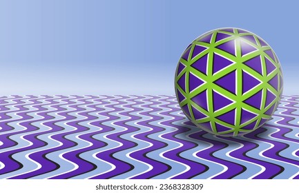 Copy space with patterned sphere on surface that creates the optical illusion of movement. Attractive background for banner, poster, flyer or page.