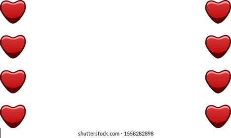 Copy space with red hearts on white background