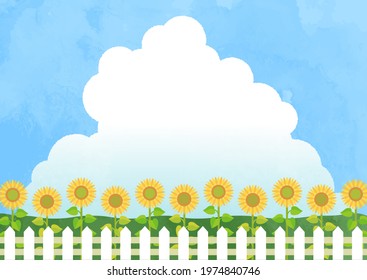 ひまわり畑 夏 青空 のイラスト素材 画像 ベクター画像 Shutterstock