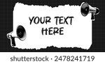 Copy space template for pop collage, finance and business. Megaphone and space for inscription. Vector