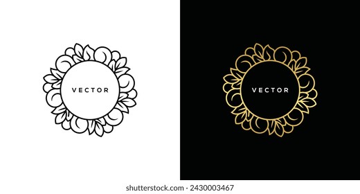 copy space for text, flowers and leaves vector