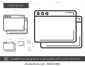 Copy tab vector line icon isolated on white background. Copy tab line icon for infographic, website or app. Scalable icon designed on a grid system.