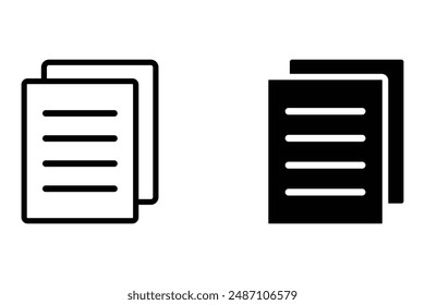 Copy vector icon. Copy paste vector icons. Copy icon set on white background