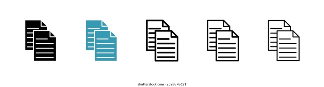 Copy vector icon set in black and blue colors.