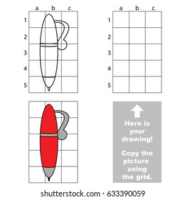 Copy the vertical picture using grid lines, the simple educational game for preschool children education with easy gaming level, the kid drawing game with Red Pen
