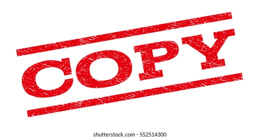 Copy watermark stamp. Text caption between parallel lines with grunge design style. Rubber seal stamp with scratched texture. Vector red color ink imprint on a white background.