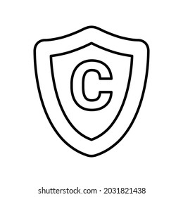Copiar escritura, icono de esquema de protección. Diseño de líneas de arte.