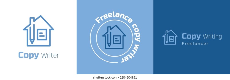 Copy writer logo design set, freelancer business symbol, content writing brand identity emblem concept, blogger editable commercial logotype, isolated on background