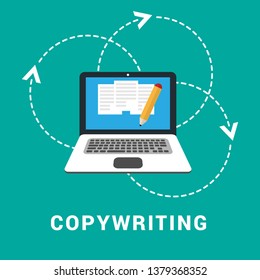 Copy Writing Concept - Documents Flat Icon  - Copy Documents Illustration.vector Graphic And Web Design With Text 