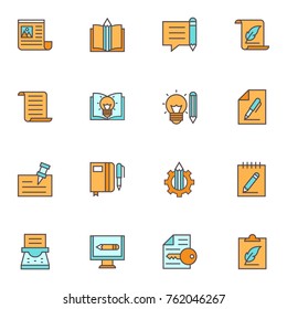 Copy writing icons set vector design logo illustration business message