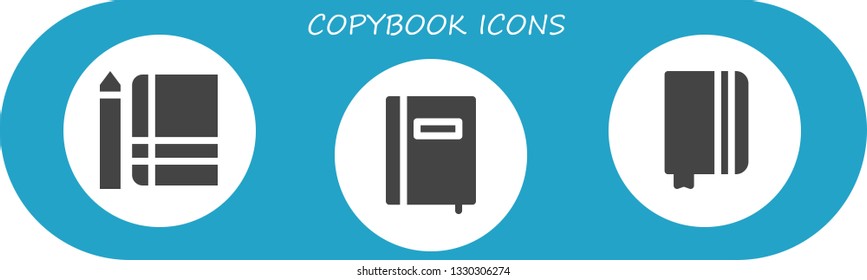 copybook icon set. 3 filled copybook icons.  Simple modern icons about  - Notebook