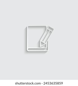 Vector de icono de libro de texto con lápiz 