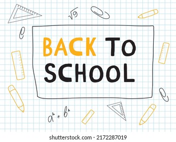 Copybook page with written text BACK TO SCHOOL