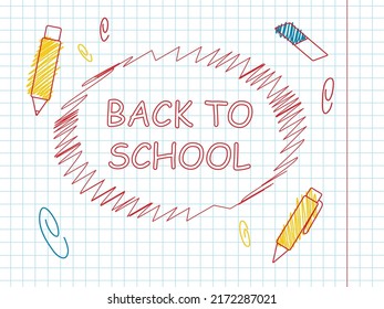 Copybook page with written text BACK TO SCHOOL
