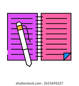 copybook and pen line icon vector. copybook and pen sign. isolated symbol illustration