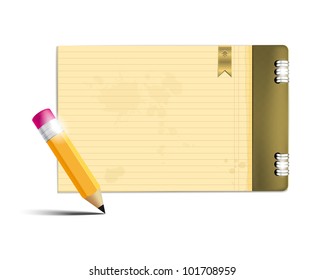 Copybook and pencil - place for your text. Vector file.