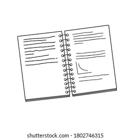 Copybook school accessory in hand drawn doodle style vector illustration, back to school concept image, cute line art