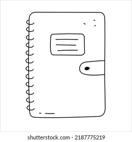 Copybook with spiral in a cute doodle style isolated on a white background. Vector elements school office supplies