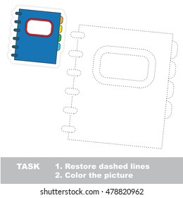 Copybook in vector to be traced. Restore dashed line and color the picture. Tracing game for preschool children. Easy game level.