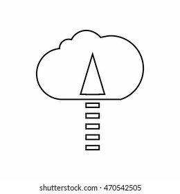 Copying files to cloud icon in outline style isolated on white background. Transfer symbol