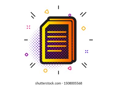 Copying Files sign. Halftone circles pattern. Copy Documents icon. Paper page concept symbol. Classic flat copy files icon. Vector