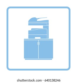 Copying machine icon. Blue frame design. Vector illustration.
