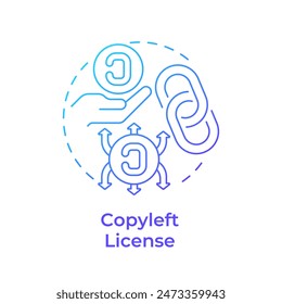 Copyleft license blue gradient concept icon. Copyright protection, intellectual property. Round shape line illustration. Abstract idea. Graphic design. Easy to use in infographic, presentation