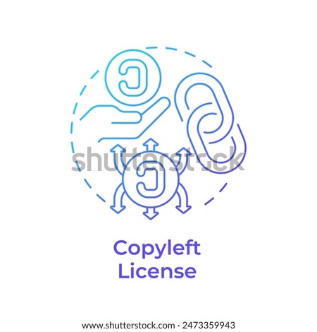 Copyleft license blue gradient concept icon. Copyright protection, intellectual property. Round shape line illustration. Abstract idea. Graphic design. Easy to use in infographic, presentation