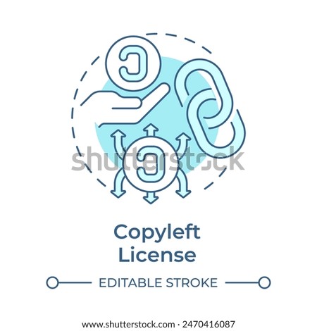 Copyleft license soft blue concept icon. Copyright protection, intellectual property. Round shape line illustration. Abstract idea. Graphic design. Easy to use in infographic, presentation