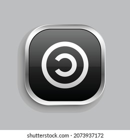 copyleft line icon design. Glossy Button style rounded rectangle isolated on gray background. Vector illustration