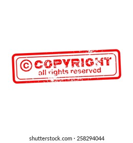 Copyright all rights reserved red stamp isolated on white background