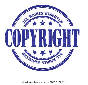 copyright all rights reserved stamp on a white, vector illustration