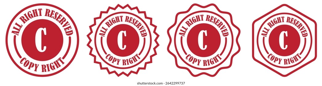 Icono de Derechos de autor aislado sobre fondo blanco. Símbolo de Derechos de autor en un círculo. Etiqueta de Derechos de autor de Vector Starburst. Sello legal para el Derechos de autor