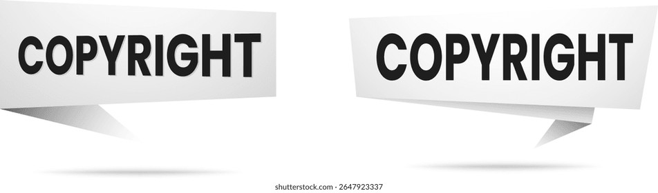 Copyright Black and White Ribbon Tag for Digital Assets and Creative Files, IP Mark, vector illustration