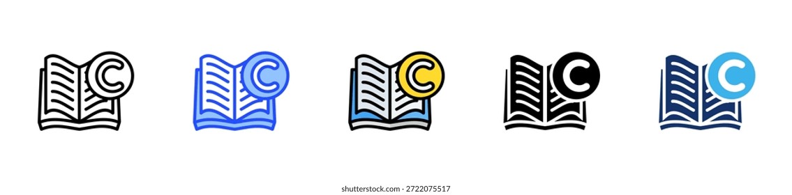Colección de iconos de libro de Derechos de autor con múltiples estilos