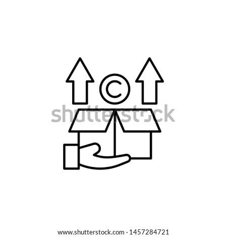 Copyright, box, arrows up vector icon. Illustration isolated vector sign symbol