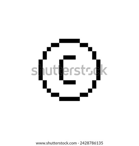 Copyright C icon 8 bit, pixel art  Registered Trademark icon  for game  logo.