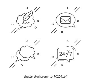 Copyright chat, Messenger and Chat message line icons set. 24/7 service sign. Speech bubble, New message, Call support. Technology set. Line copyright chat outline icon. Vector