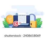 Copyright concept flat illustration vector template, Intellectual property, Copyright, Authorship rights, Online legal document, Patent for creativity