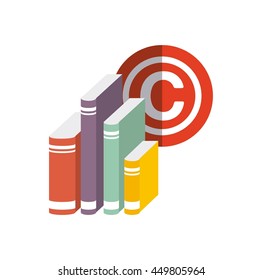 Copyright concept represented by book and c icon. Colorfull and flat illustration. 