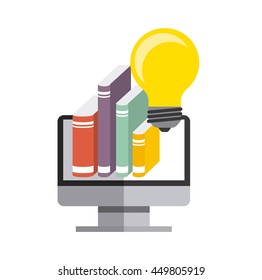 Copyright concept represented by computer, book and bulb icon. Colorfull and flat illustration. 