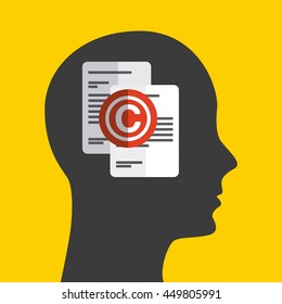 Copyright concept represented by human head and c icon. Colorfull and flat illustration. 