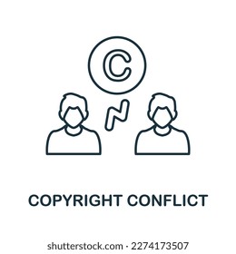 Copyright Conflict outline icon. Monochrome simple Copyright Conflict line icon for templates, web design and infographics