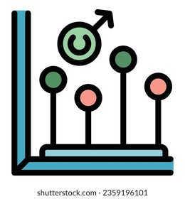 Copyright data icon outline vector. Human team. Chart trend color flat
