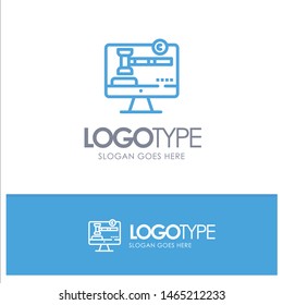 Copyright, Copyright, Digital, Law Blue outLine Logo with place for tagline. Vector Icon Template background