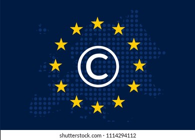 Copyright In The Digital Single Market Concept On European Union Flag