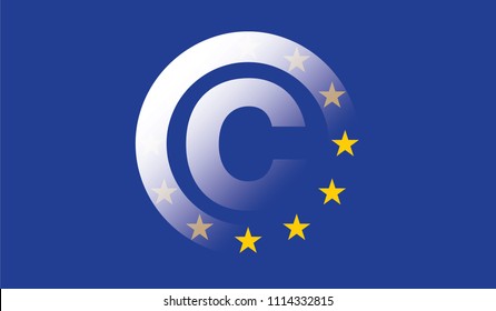 Copyright In The Digital Single Market Concept On European Union Flag